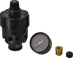 Norgren - 3/8 NPT Port, Zinc Hi-Flow Regulator - 10 to 125 psi Range, 300 Max psi Supply Pressure, 3/8" Gauge Port Thread, 2.7" Wide x 4.83" High - Makers Industrial Supply