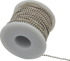 Made in USA - Number 3 Trade Size Steel Ball Chain - 0.095 Inch Ball Diameter, 12 Lbs. Tensile Strength, 100 Ft. Long , 94 Balls per Foot - Makers Industrial Supply