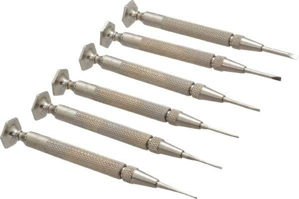 Starrett - 6 Piece Slotted Screwdriver Set - Round Shank, Blade Sizes: Length 5/8 - Makers Industrial Supply