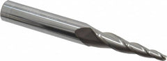 Accupro - 5° Taper Angle per Side, 1/8" Small End Diam, 1-1/4" LOC, Solid Carbide 3 Flute Tapered Ball End Mill - 3" OAL, 3/8" Shank Diam - Makers Industrial Supply