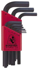 Bondhus - 9 Piece L-Key Hex Key Set - Hex Range 1.5 to 10mm - Makers Industrial Supply