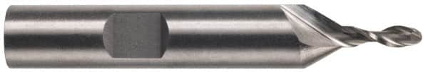 Weldon - 1" Diam, 2-1/4" LOC, 2 Flute High Speed Steel Ball End Mill - Uncoated, Single End, 4-3/4" OAL, 1" Shank Diam, Spiral Flute - Makers Industrial Supply