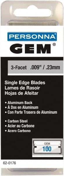 GEM - 100 Piece Steel Single Edge Blade - 1-1/2" OAL, 0.009" Blade Thickness - Makers Industrial Supply