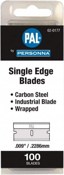 Personna - 100 Piece Steel Single Edge Blade - 1-1/2" OAL, 0.009" Blade Thickness - Makers Industrial Supply