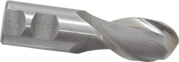 Interstate - 1-1/4" Diam, 2-1/2" LOC, 2 Flute High Speed Steel Ball End Mill - Uncoated, Single End, 5" OAL, 1-1/4" Shank Diam, Spiral Flute - Makers Industrial Supply