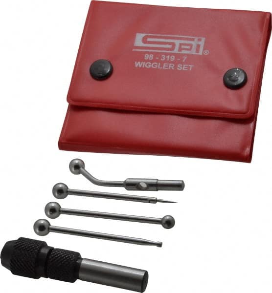 SPI - 0.0002 Inch Accuracy, Single End, Center Finder Set Mechanical - 0.1 Inch Head Diameter, Includes 4 Attachments, Case, Holder, 4 Pieces - Makers Industrial Supply