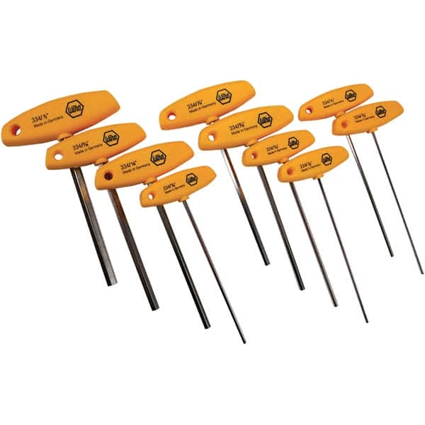 Wiha - 10 Piece, T-Handle Cushion Grip Hex Key Set - 3/32 to 3/8" Range, - Makers Industrial Supply