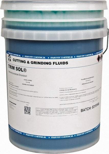 Master Fluid Solutions - Trim SOL, 5 Gal Pail Cutting & Grinding Fluid - Water Soluble, For Grinding, Turning - Makers Industrial Supply