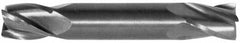 SGS - 7/16", 9/16" LOC, 7/16" Shank Diam, 2-3/4" OAL, 4 Flute, Solid Carbide Square End Mill - Double End, Uncoated, Spiral Flute, 30° Helix, Centercutting, Right Hand Cut, Right Hand Flute, Series 14 - Makers Industrial Supply