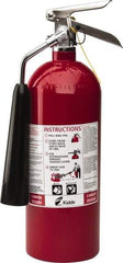 Kidde - 5 Lb, 10-A:80-B:C Rated, Carbon Dioxide Fire Extinguisher - 5-1/4" Diam x 17" High, 850 psi, 8' Discharge in 9 sec, Rechargeable, Aluminum Cylinder - Makers Industrial Supply