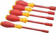 Wiha - 5 Piece 7/32 to 1/2" Insulated Nutdriver Set - Solid Shaft - Makers Industrial Supply