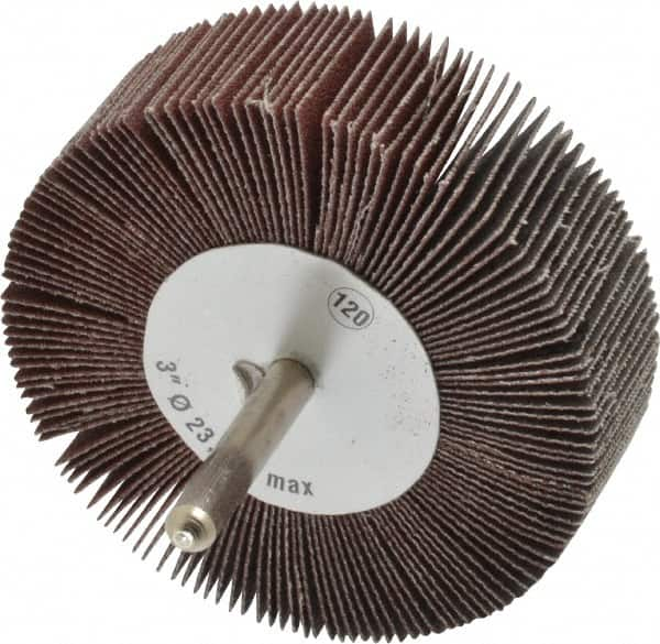 CGW Abrasives - 3" Diam x 1" Face Width, Fine Aluminum Oxide Coated Mounted Flap Wheel - Exact Industrial Supply