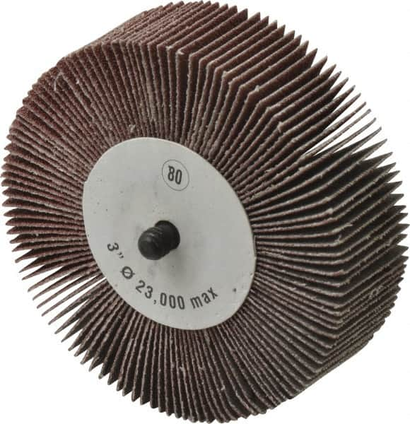 CGW Abrasives - 3" Diam x 1" Face Width, Medium Aluminum Oxide Coated Mounted Flap Wheel - Makers Industrial Supply