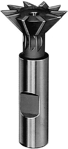 Keo - 2-1/4" Diam x 11/16" Width of Cut, 45° Included Angle, High Speed Steel Dovetail Cutter - 1" Shank Diam, 3-1/16" Shank Length, 3-3/4" Overall Length, Weldon Flat, Uncoated - Makers Industrial Supply