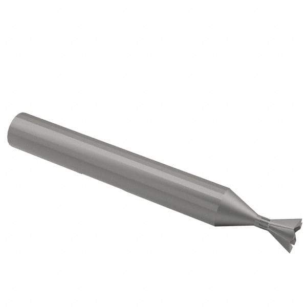 Interstate - 3/8" Diam x 3/16" Width of Cut, 45° Included Angle, High Speed Steel Dovetail Cutter - 3/8" Shank Diam, 1-15/16" Shank Length, 2-1/8" Overall Length - Makers Industrial Supply