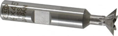 Interstate - 1/2" Diam x 1/4" Width of Cut, 45° Included Angle, High Speed Steel Dovetail Cutter - 3/8" Shank Diam, 1-7/8" Shank Length, 2-1/8" Overall Length - Makers Industrial Supply