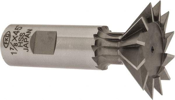 Interstate - 1-7/8" Diam x 13/16" Width of Cut, 45° Included Angle, High Speed Steel Dovetail Cutter - 7/8" Shank Diam, 2-7/16" Shank Length, 3-1/4" Overall Length - Makers Industrial Supply