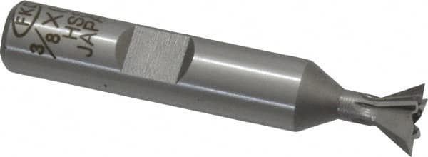 Interstate - 3/8" Diam x 3/16" Width of Cut, 60° Included Angle, High Speed Steel Dovetail Cutter - 3/8" Shank Diam, 2-1/8" Overall Length, Uncoated - Makers Industrial Supply