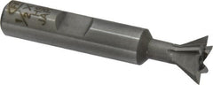 Interstate - 1/2" Diam x 1/4" Width of Cut, 60° Included Angle, High Speed Steel Dovetail Cutter - 3/8" Shank Diam, 2-1/8" Overall Length, Uncoated - Makers Industrial Supply