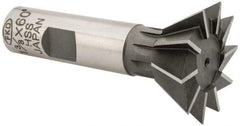 Interstate - 1-3/8" Diam x 9/16" Width of Cut, 60° Included Angle, High Speed Steel Dovetail Cutter - 5/8" Shank Diam, 2-7/8" Overall Length, Uncoated - Makers Industrial Supply