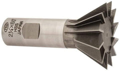 Interstate - 2-1/4" Diam x 1-1/16" Width of Cut, 60° Included Angle, High Speed Steel Dovetail Cutter - 1" Shank Diam, 3-3/4" Overall Length, Uncoated - Makers Industrial Supply