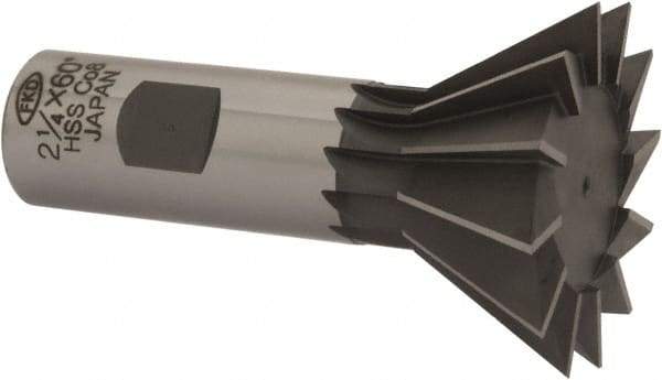 Interstate - 2-1/4" Diam x 1-1/16" Width of Cut, 60° Included Angle, Cobalt Dovetail Cutter - 1" Shank Diam, 3-1/4" Overall Length, Uncoated - Makers Industrial Supply