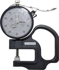 Mitutoyo - 0 to 1/2 Inch Measurement, 0.001 Inch Graduation, 1.1811 Inch Throat Depth, Dial Thickness Gage - 0.001 Inch Accuracy, 1.4 N Force, 2 Inch Dial Diameter - Makers Industrial Supply