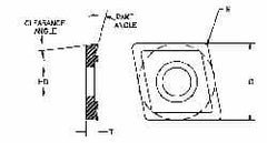 Parlec - CDCD051600 Diamond Tipped Boring Insert - 80° Diamond, 15° Relief Angle, 5/32" Inscr Circle, 0.04" Thick, 1/64" Corner Radius - Makers Industrial Supply