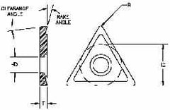 Parlec - TDAB050700 Diamond Tipped Boring Insert - 60° Triangle, 15° Relief Angle, 5/32" Inscr Circle, 3/64" Thick, 0.007" Corner Radius - Makers Industrial Supply