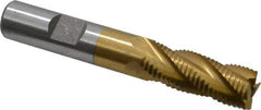 Interstate - 1/2" Diam, Fine Pitch, 1-1/4" LOC, 4 Flute Cobalt Roughing Square End Mill - TiN Finish, 3-1/4" OAL, 1/2" Shank Diam, Single End - Makers Industrial Supply