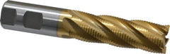 Interstate - 1" Diam, Fine Pitch, 3" LOC, 5 Flute Cobalt Roughing Square End Mill - TiN Finish, 5-1/2" OAL, 1" Shank Diam, Single End - Makers Industrial Supply