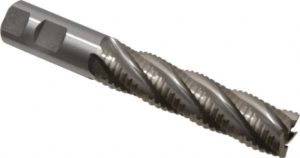 Interstate - 1" Diam, 4" LOC, 5 Flute Cobalt Roughing & Finishing Square End Mill - Uncoated, 6-1/2" OAL, 1" Shank Diam, Weldon Shank, 30° Helix, Non-Centercutting - Makers Industrial Supply