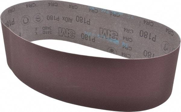 3M - 4" Wide x 36" OAL, 180 Grit, Aluminum Oxide Abrasive Belt - Aluminum Oxide, Very Fine, Coated, X Weighted Cloth Backing, Series 341D - Makers Industrial Supply