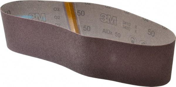 3M - 4" Wide x 36" OAL, 50 Grit, Aluminum Oxide Abrasive Belt - Aluminum Oxide, Coarse, Coated, X Weighted Cloth Backing, Series 341D - Makers Industrial Supply