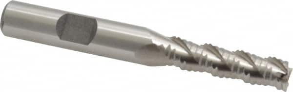 Interstate - 5/16" Diam, Coarse Pitch, 1-1/8" LOC, 3 Flute Cobalt Roughing Square End Mill - Uncoated, 2-15/16" OAL, 3/8" Shank Diam, Single End, Centercutting - Makers Industrial Supply