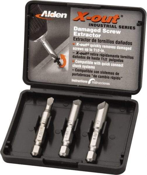 Alden - 3 Piece Quick-Connect Screw Extractor/Drill Set - Screw Range #6 to #14 - Makers Industrial Supply