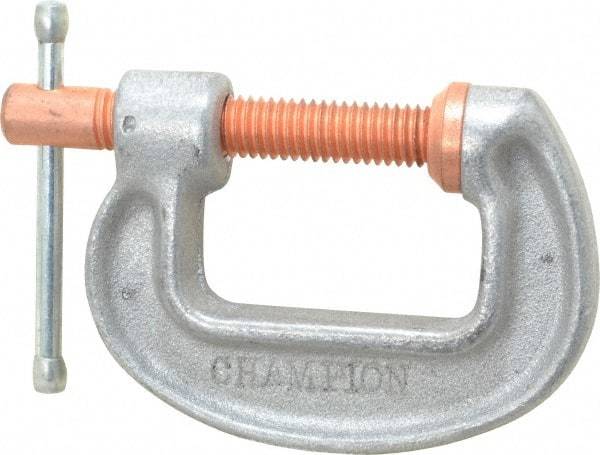 Made in USA - Light-Duty 1-1/2" Max Opening, 1-1/4" Throat Depth, Aluminum Alloy Standard C-Clamp - 850 Lb Capacity, 0" Min Opening, Standard Throat Depth - Makers Industrial Supply