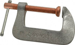 Made in USA - Light-Duty 2-1/4" Max Opening, 1-3/4" Throat Depth, Aluminum Alloy Standard C-Clamp - 875 Lb Capacity, 0" Min Opening, Standard Throat Depth - Makers Industrial Supply