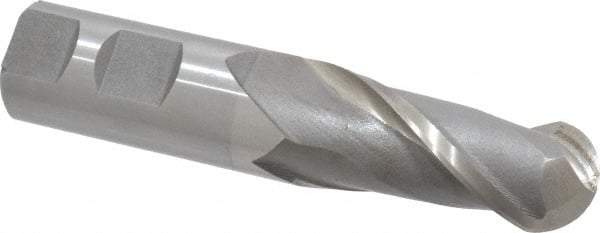 Interstate - 1" Diam, 2-1/4" LOC, 2 Flute Cobalt Ball End Mill - Uncoated, Single End, 4-3/4" OAL, 1" Shank Diam, Spiral Flute - Makers Industrial Supply