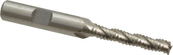 Interstate - 1/4" Diam, Coarse Pitch, 1-3/8" LOC, 3 Flute Cobalt Roughing Square End Mill - Uncoated, 3-1/8" OAL, 3/8" Shank Diam, Single End - Makers Industrial Supply