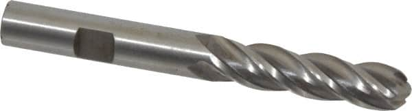 Interstate - 3/8" Diam, 1-1/2" LOC, 4 Flute High Speed Steel Ball End Mill - Uncoated, Single End, 3-1/4" OAL, 3/8" Shank Diam, Spiral Flute - Makers Industrial Supply