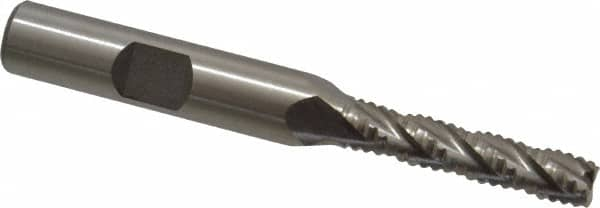 Interstate - 1/4" Diam, Coarse Pitch, 1-1/8" LOC, 4 Flute Cobalt Roughing Square End Mill - Uncoated, 2-15/16" OAL, 3/8" Shank Diam, Single End, Centercutting - Makers Industrial Supply