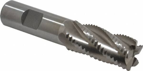 Interstate - 7/8" Diam, Coarse Pitch, 1-7/8" LOC, 5 Flute Cobalt Roughing Square End Mill - Uncoated, 4-1/8" OAL, 3/4" Shank Diam, Single End, Centercutting - Makers Industrial Supply