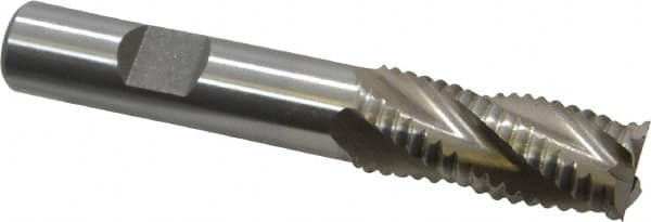 Interstate - 9/16" Diam, Coarse Pitch, 1-3/8" LOC, 4 Flute Cobalt Roughing Square End Mill - Uncoated, 3-3/8" OAL, 1/2" Shank Diam, Single End, Centercutting - Makers Industrial Supply