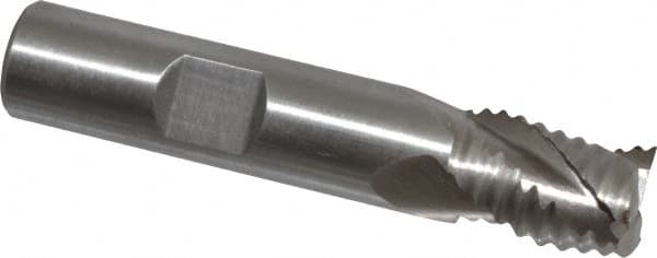 Interstate - 1/2" Diam, Coarse Pitch, 5/8" LOC, 3 Flute Cobalt Roughing Square End Mill - Uncoated, 2-5/8" OAL, 1/2" Shank Diam, Single End, Centercutting - Makers Industrial Supply