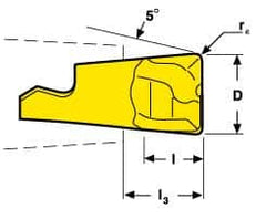 Seco - MM08 MD03 Grade F30M Carbide End Milling Tip Insert - TiAlN/TiN Finish, 2 Flutes, 0.315" Cutting Diam, 0.223" Depth of Cut, 0.267" Extension, 0.039" Cnr Rad - Makers Industrial Supply