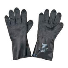 North - Size L (9), 11" Long, 13 mil Thick, Butyl Chemical Resistant Gloves - Textured Finish, Rolled Cuff, Black - Makers Industrial Supply