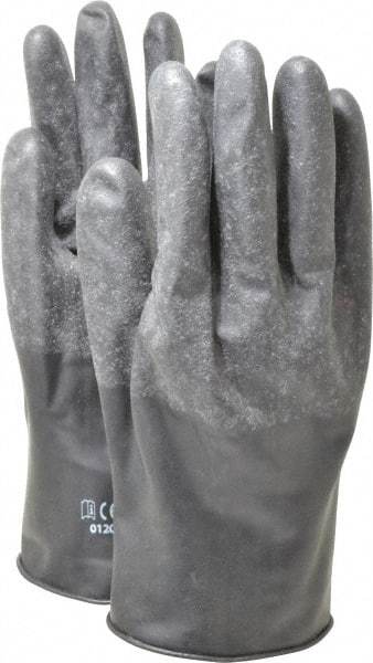 North - Size XL (10), 11" Long, 13 mil Thick, Butyl Chemical Resistant Gloves - Textured Finish, Rolled Cuff, Black - Makers Industrial Supply