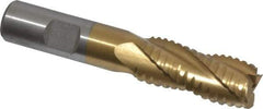 Interstate - 11/16" Diam, 1-5/8" LOC, 4 Flute Cobalt Roughing & Finishing Square End Mill - TiN Finish, 3-3/4" OAL, 5/8" Shank Diam, Weldon Shank, 30° Helix, Non-Centercutting - Makers Industrial Supply