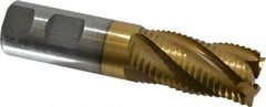 Interstate - 1" Diam, Coarse Pitch, 2" LOC, 5 Flute Cobalt Roughing Square End Mill - TiN Finish, 4-1/2" OAL, 1" Shank Diam, Single End, Centercutting - Makers Industrial Supply